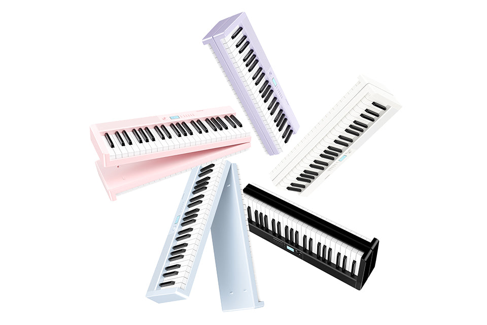 foldable 88 key digital piano with weighted keys in black and pink color options