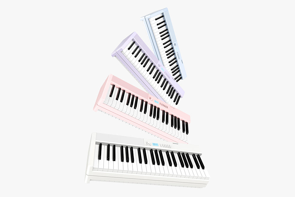 Terence V30 digital piano – four colors (White, Pink, Lavender, Light Blue) for multi-scene electronic piano use