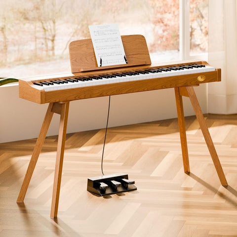 Terence P37 88-Key Weighted Digital Piano with Stand & Triple Pedal - Wood Grain