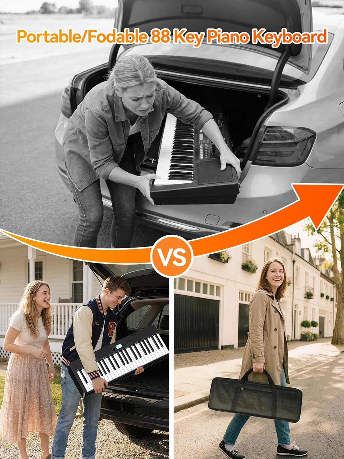 Terence V30 Pro Foldable 88-Key Digital Piano with Fully Weighted Keys