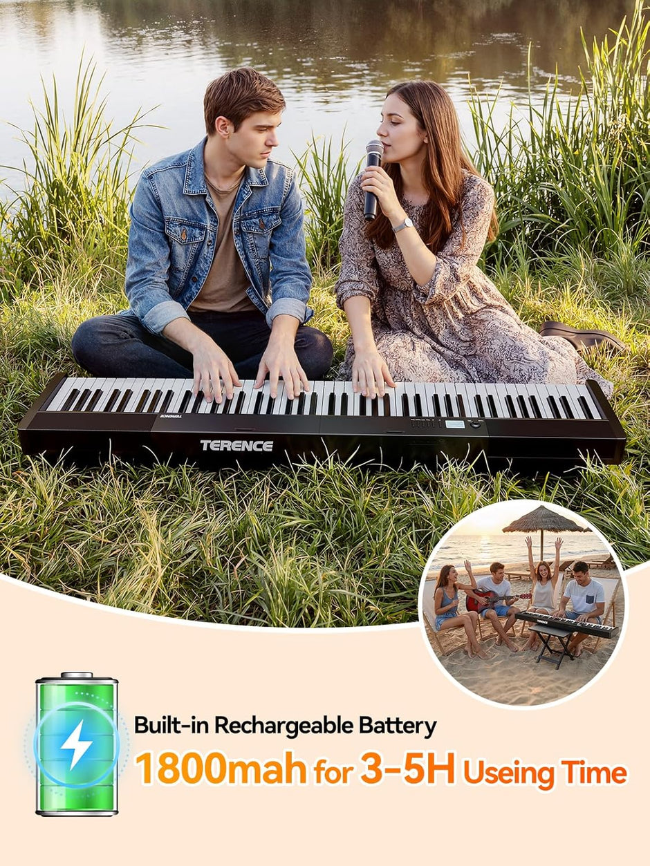 Terence V30 Pro Foldable 88-Key Digital Piano with Fully Weighted Keys