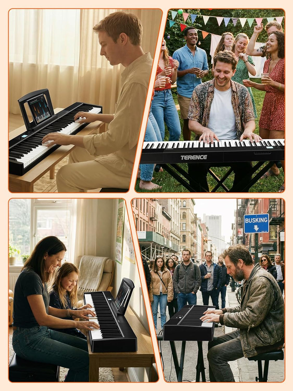Terence V30 Pro Foldable 88-Key Digital Piano with Fully Weighted Keys
