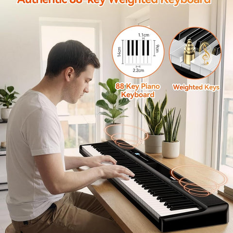 Terence V50 88-Key Foldable Piano — Fully Weighted Touch Keyboard & High-Fidelity 30W Speakers