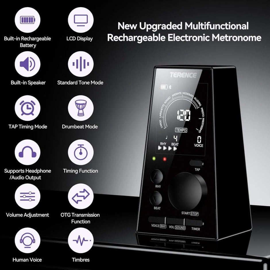 Terence DM1 Professional Digital Metronome - High - Precision Beat Trainer for Piano Practice - terenceofficial