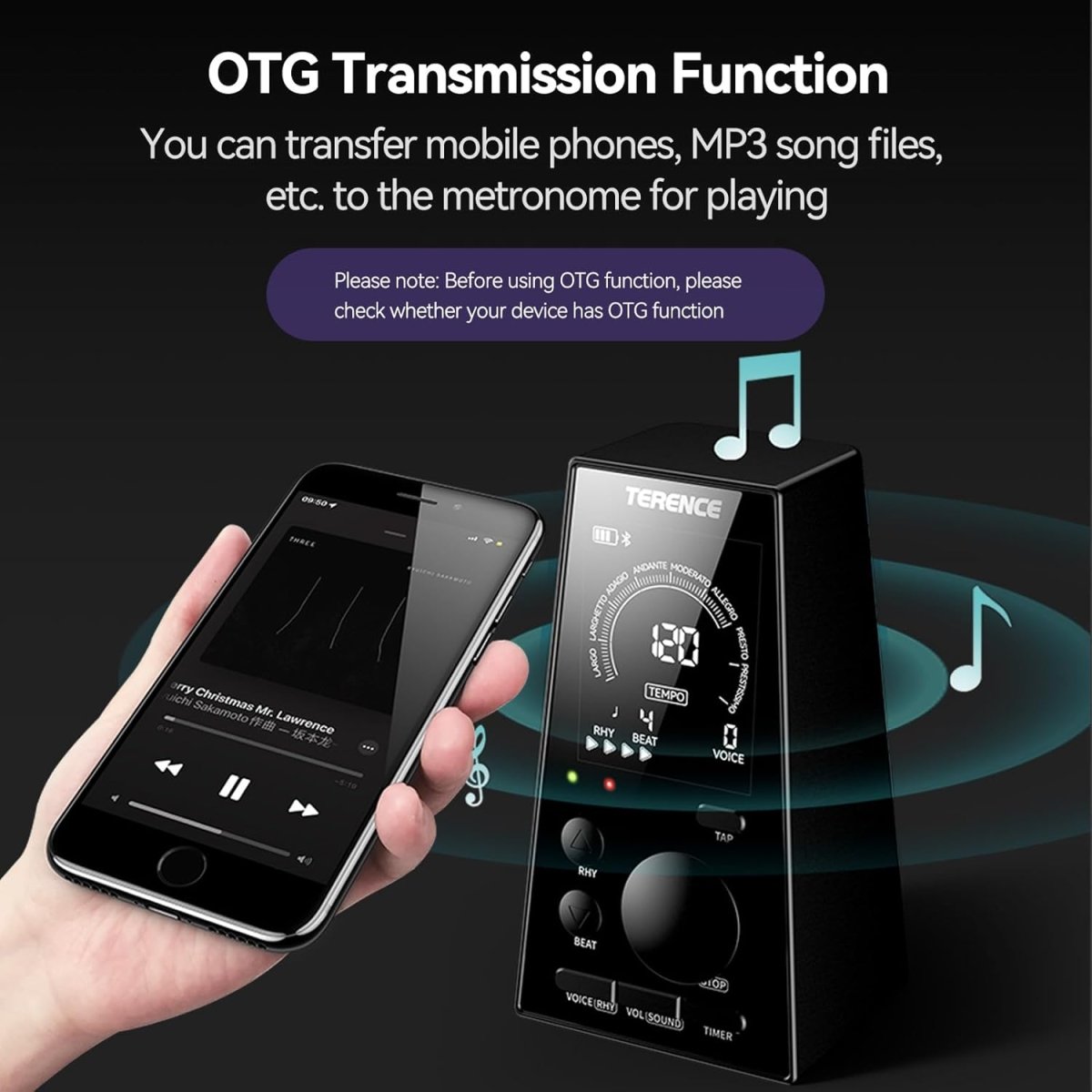 Terence DM1 Professional Digital Metronome - High - Precision Beat Trainer for Piano Practice - terenceofficial