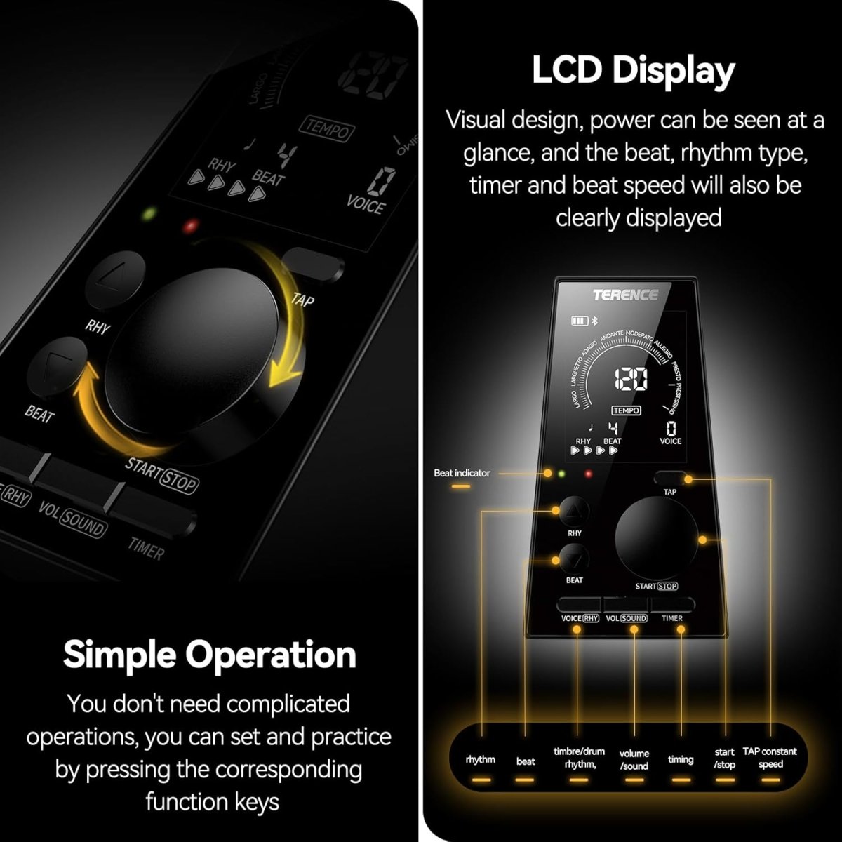 Terence DM1 Professional Digital Metronome - High - Precision Beat Trainer for Piano Practice - terenceofficial