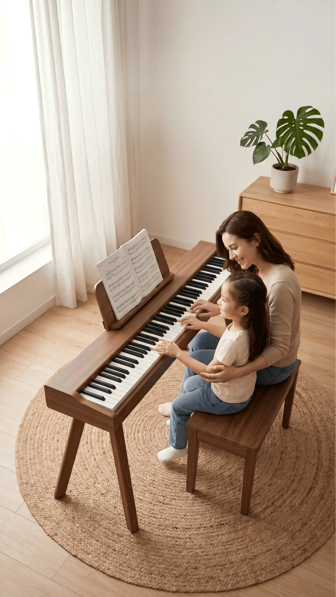 Terence P37 88-Key Weighted Digital Piano with Stand & Triple Pedal - Wood Grain - terenceofficial