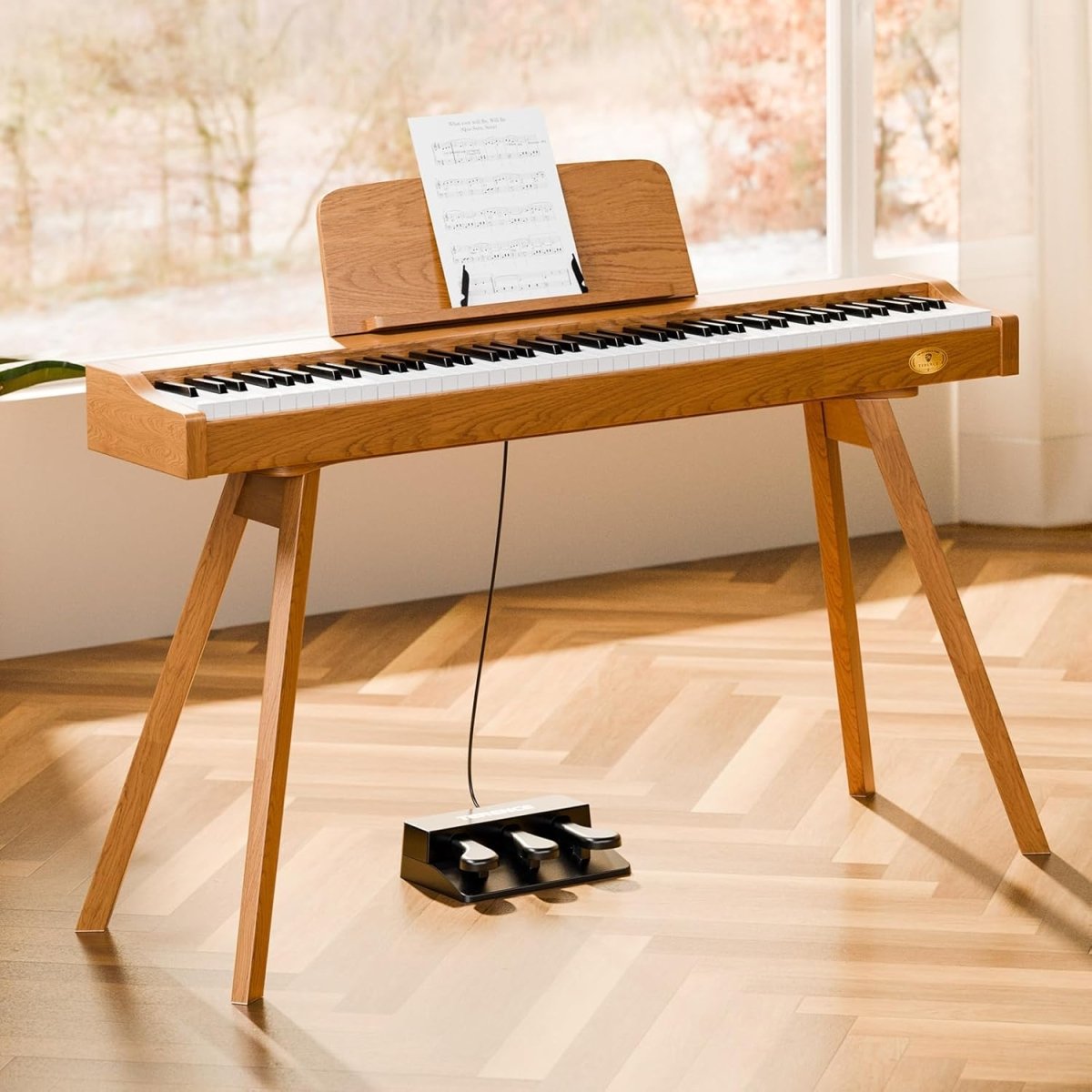 Terence P37 88 - Key Weighted Digital Piano with Stand & Triple Pedal - Wood Grain（副本） - terenceofficial