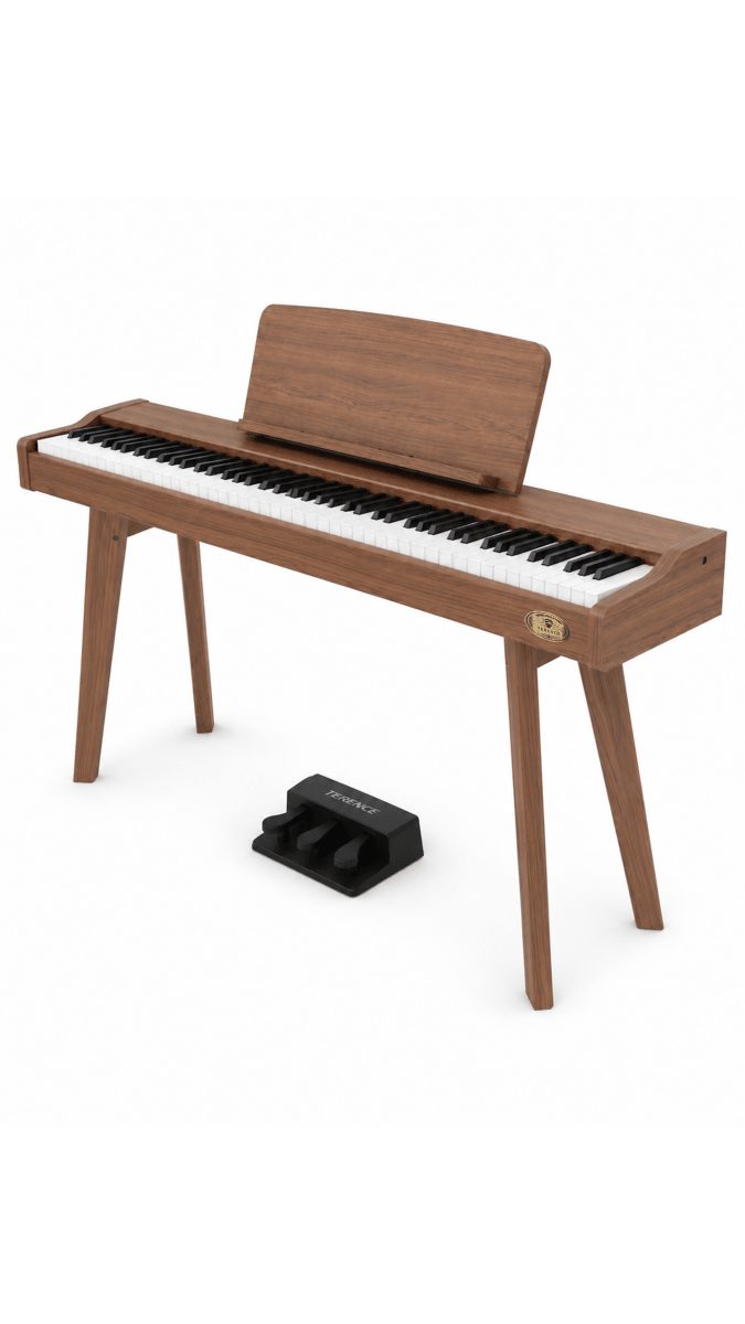 Terence P37 88-Key Weighted Digital Piano with Stand & Triple Pedal - Wood Grain - terenceofficial