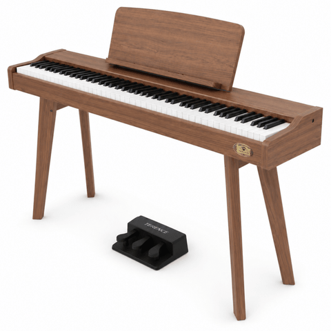 Terence P37 88-Key Weighted Digital Piano with Stand & Triple Pedal - Wood Grain - terenceofficial