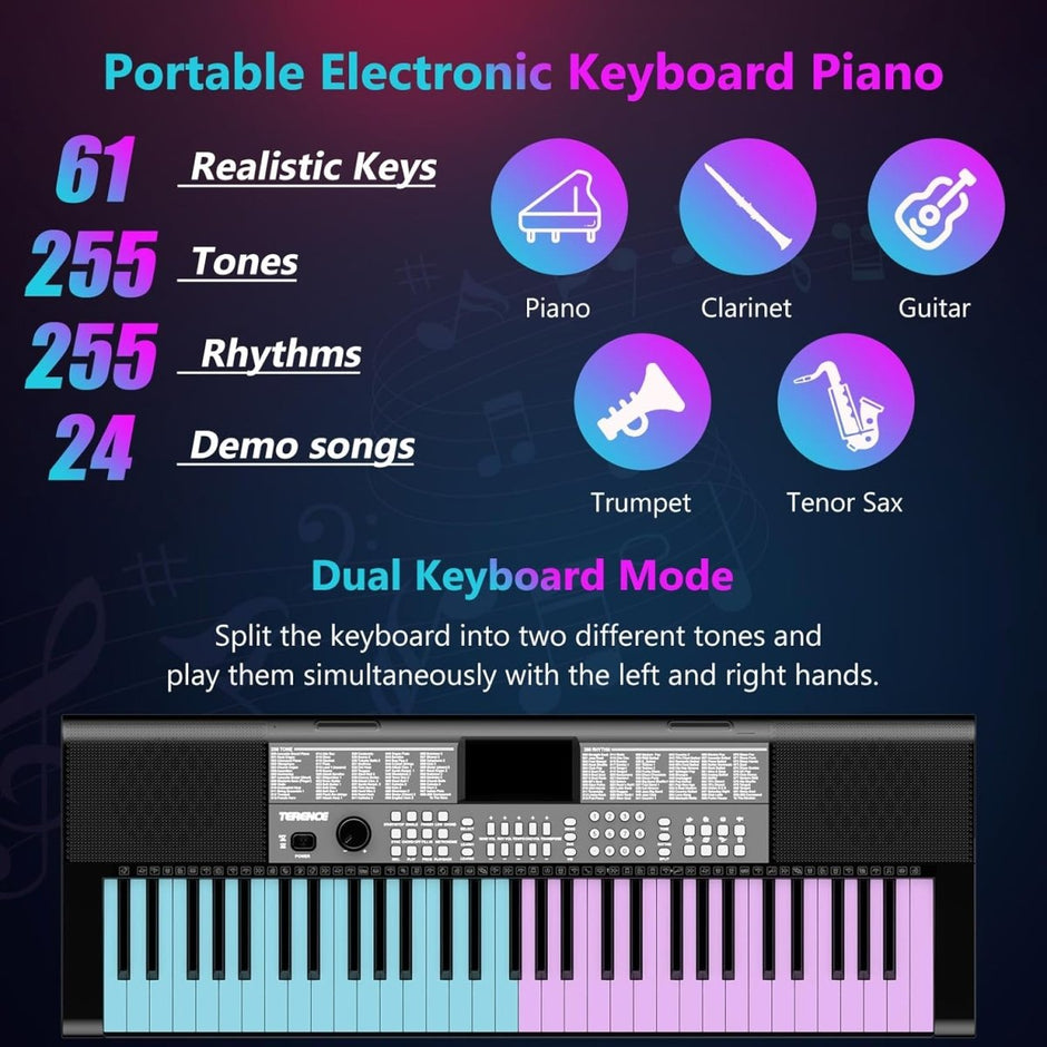 TERENCE SP - 01 61 - Key Digital Keyboard Piano with Dual HiFi Speakers - terenceofficial