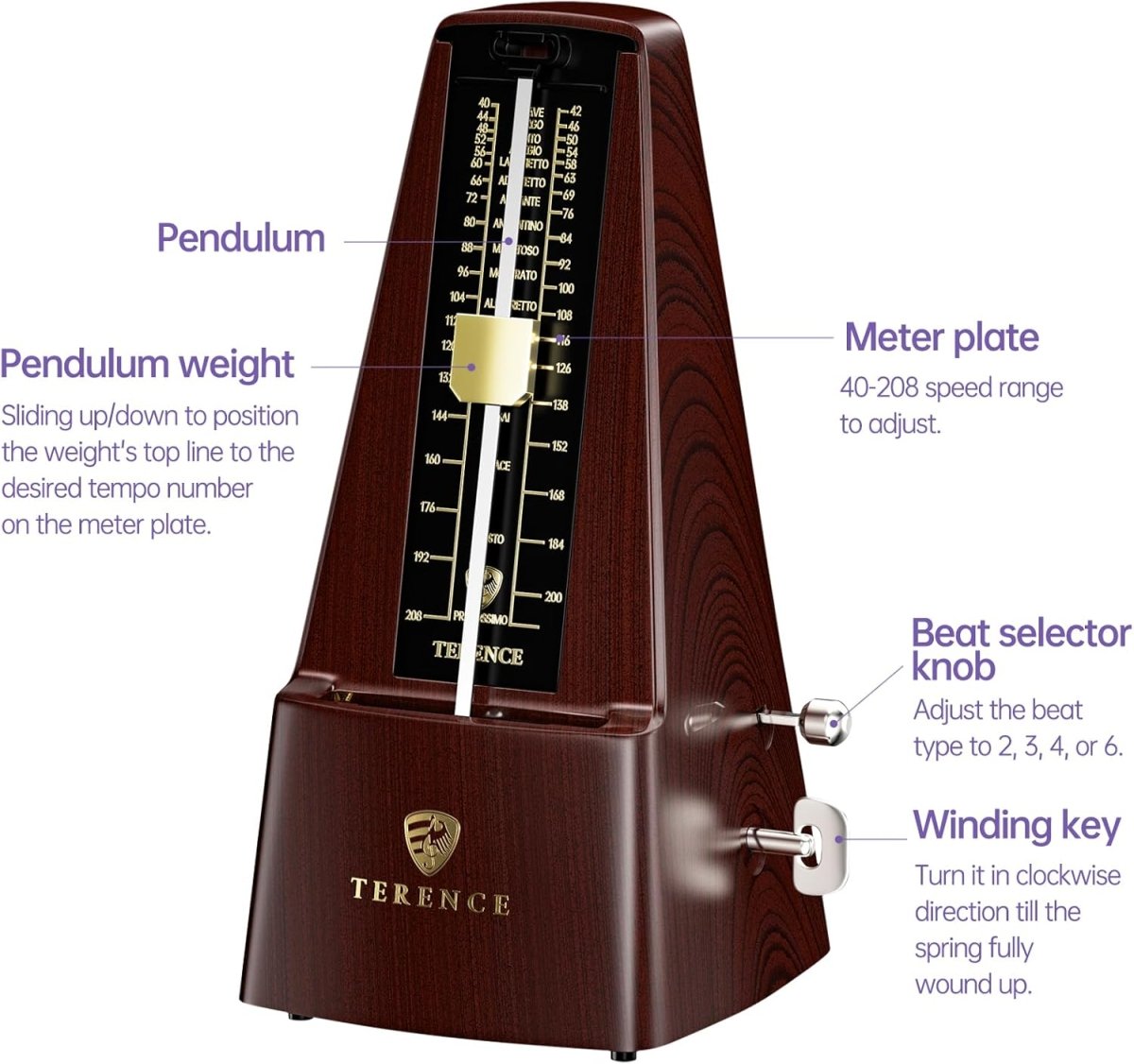 Terence TM2 Metronome for Piano Practice | Digital & Mechanical Timing - terenceofficial