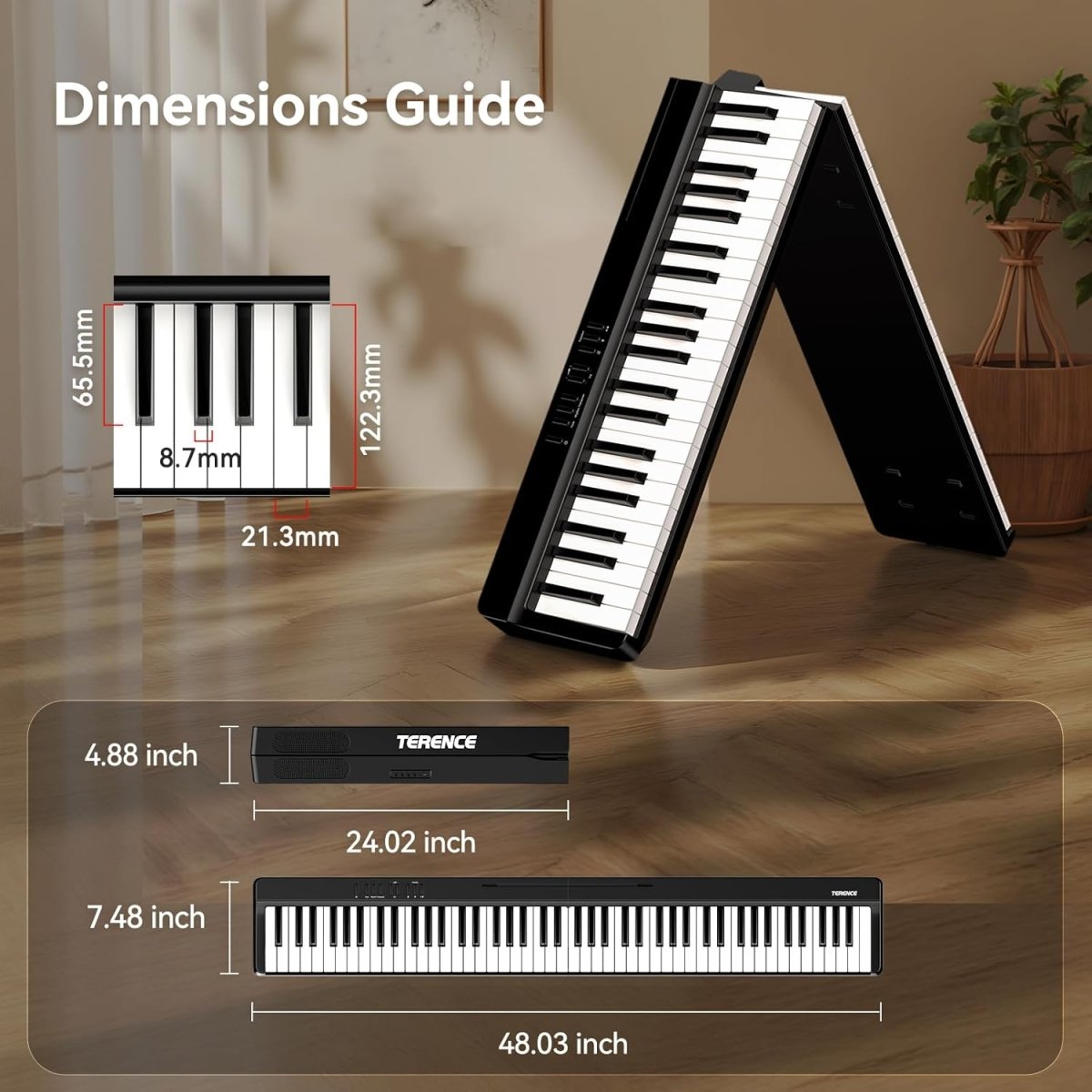 Terence V20 Foldable Digital Piano | Beginner 88-Key Keyboard