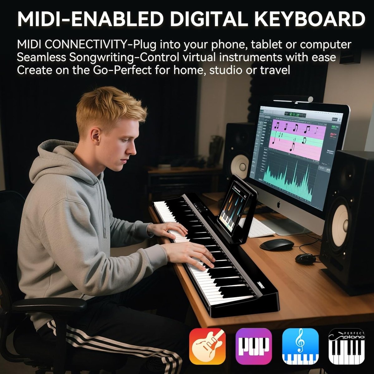 Terence V20 88 - Key Foldable Digital Piano with Semi - Weighted Keys Bluetooth & MIDI - terenceofficial