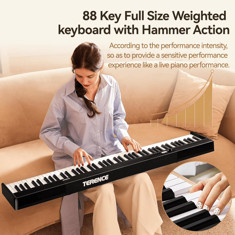 Terence V30 Pro Foldable 88 - Key Digital Piano with Fully Weighted Keys - terenceofficial
