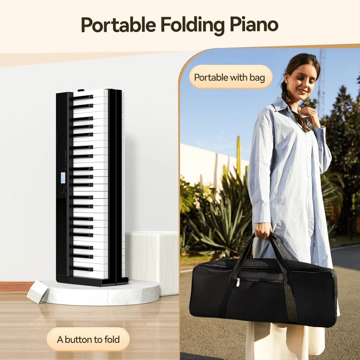 Terence V30 Pro Foldable 88 - Key Digital Piano with Fully Weighted Keys - terenceofficial