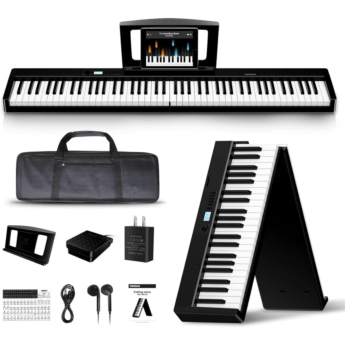 Terence V30 Pro Foldable 88 - Key Digital Piano with Fully Weighted Keys - terenceofficial