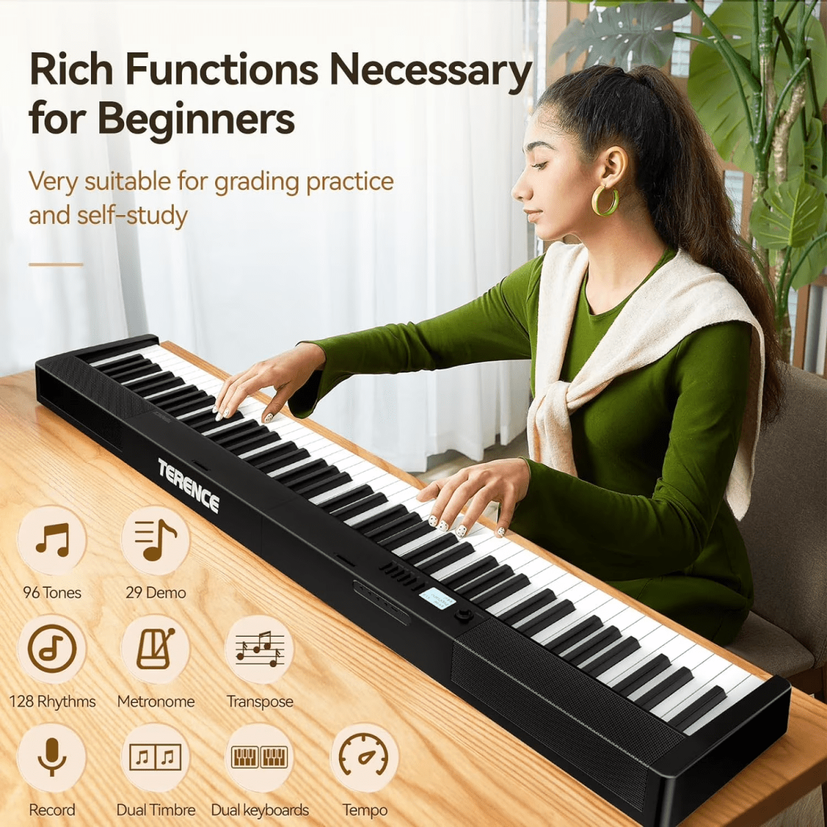 Terence V30 Pro Foldable 88 - Key Digital Piano with Fully Weighted Keys - terenceofficial