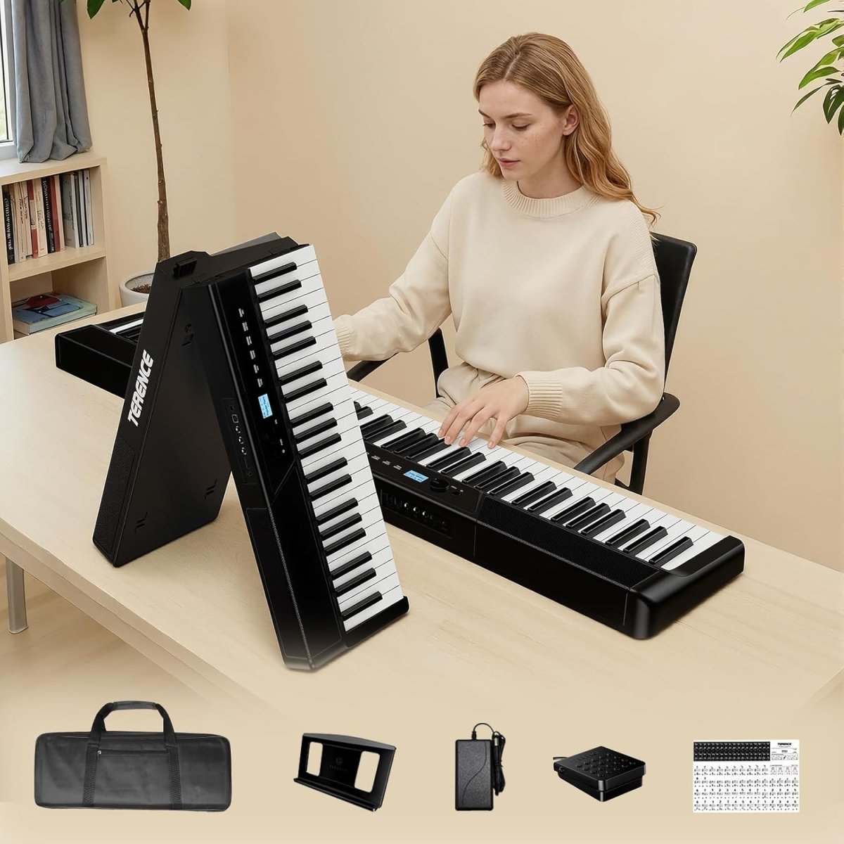 Terence V50 88 - Key Foldable Piano — Fully Weighted Touch Keyboard & High - Fidelity 30W Speakers - terenceofficial